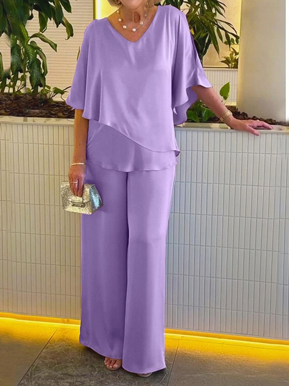 2025 Hot Saleš„Casual Satin Two-piece Suit (FREE SHIPPINGļ¼