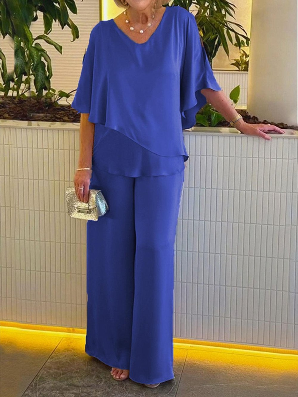 2025 Hot Sale🔥Casual Satin Two-piece Suit (FREE SHIPPING）