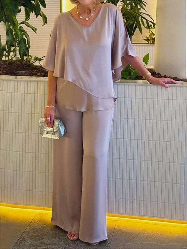 2025 Hot Sale🔥Casual Satin Two-piece Suit (FREE SHIPPING）