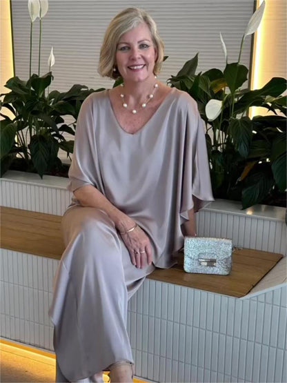 2025 Hot Sale🔥Casual Satin Two-piece Suit (FREE SHIPPING）