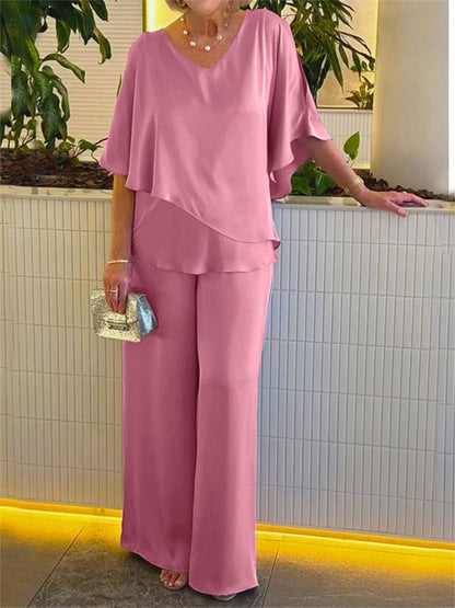 2025 Hot Sale🔥Casual Satin Two-piece Suit (FREE SHIPPING）