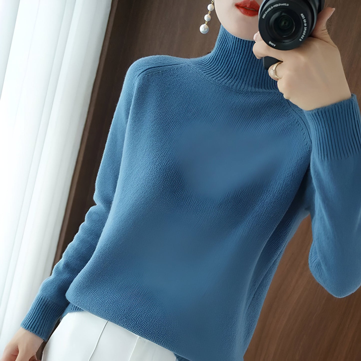 Delilah™ | Women's Solid Turtleneck Knit Sweater