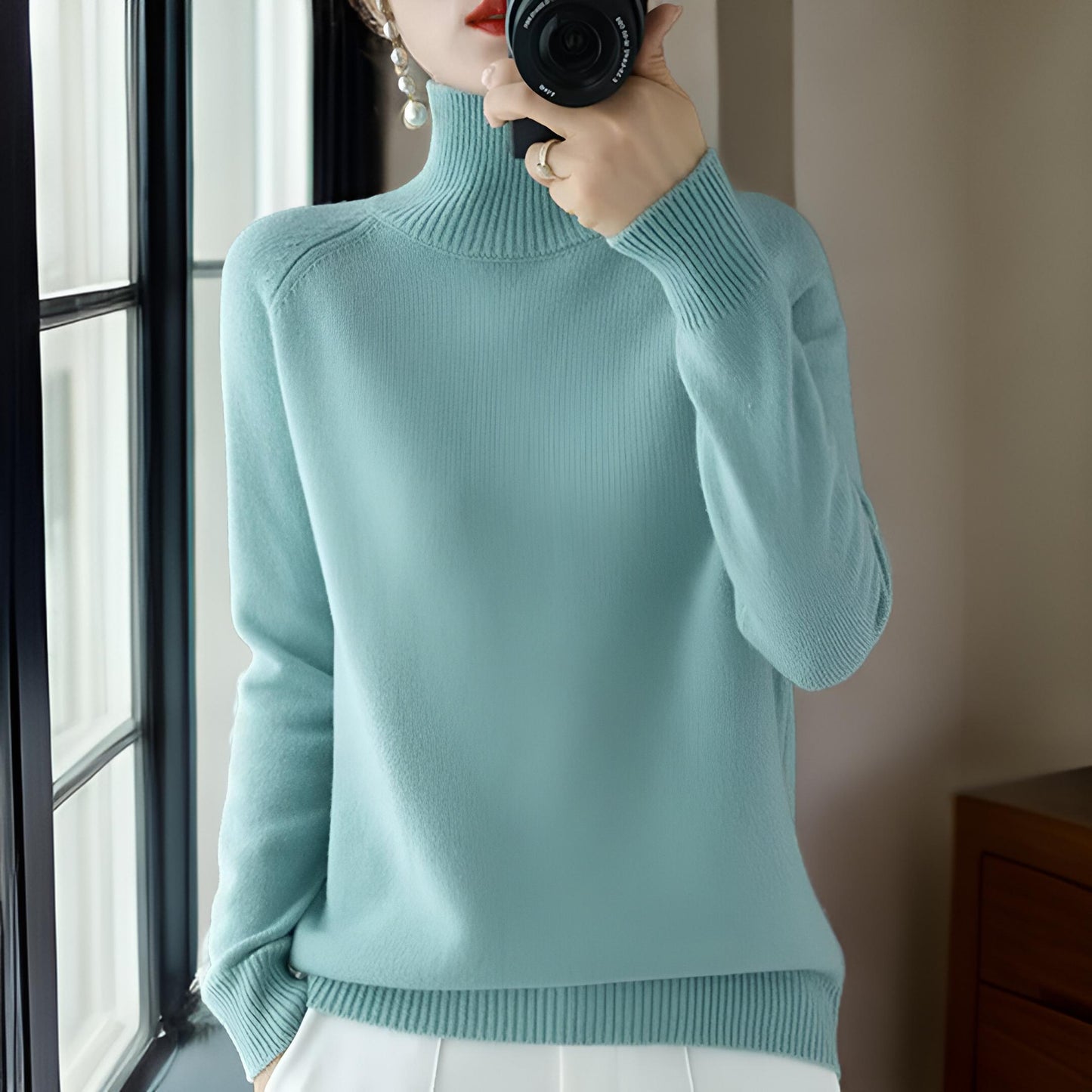 Delilah™ | Women's Solid Turtleneck Knit Sweater
