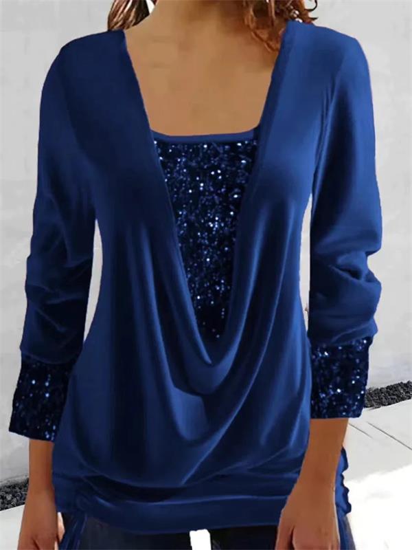 🎁 DERNIER JOUR DE SOLDES - 49 % DE RÉDUCTION  🎁 Top Ample à Sequins Brillants avec Effet Smock