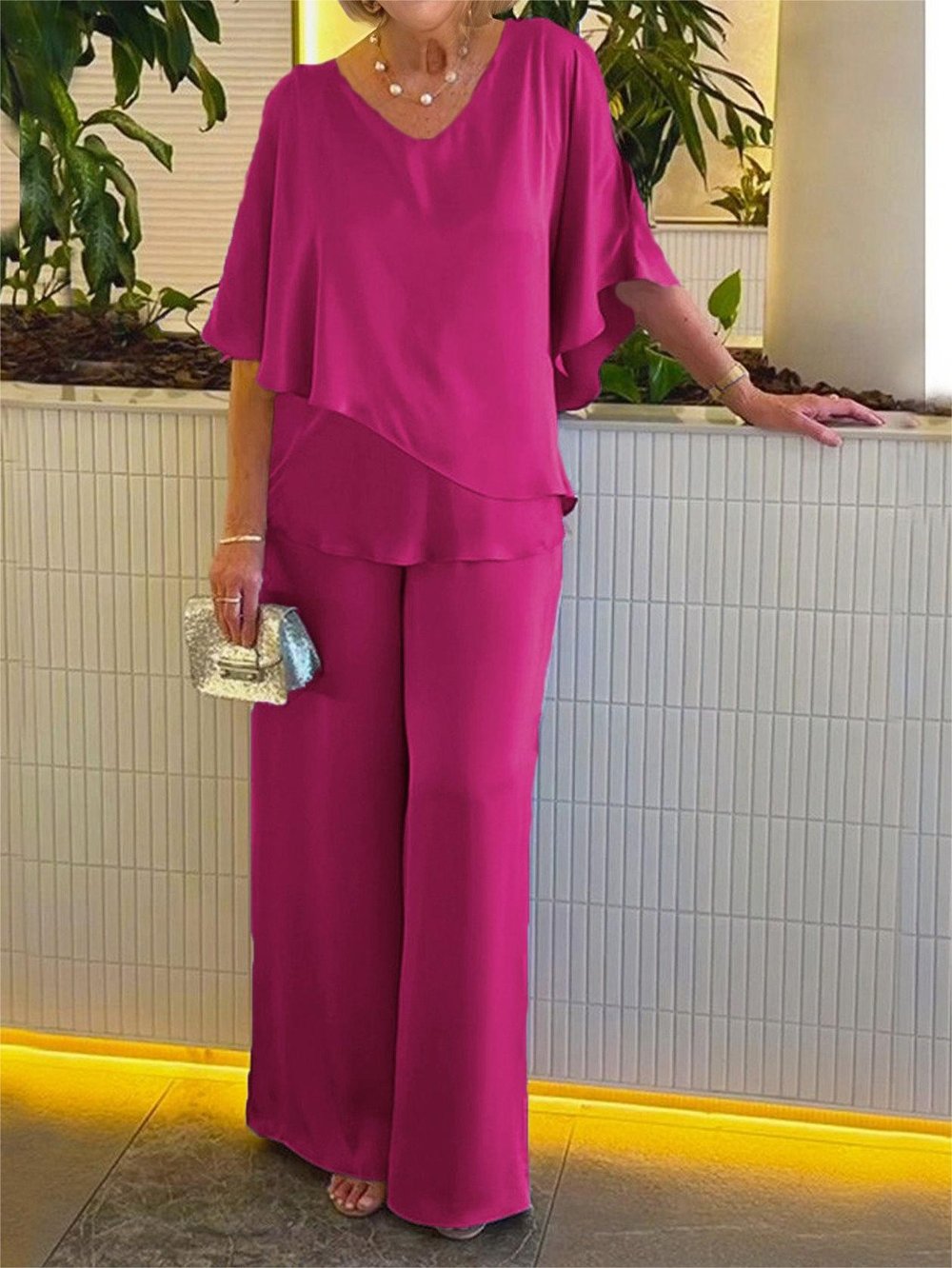 2025 Hot Sale🔥Casual Satin Two-piece Suit (FREE SHIPPING）