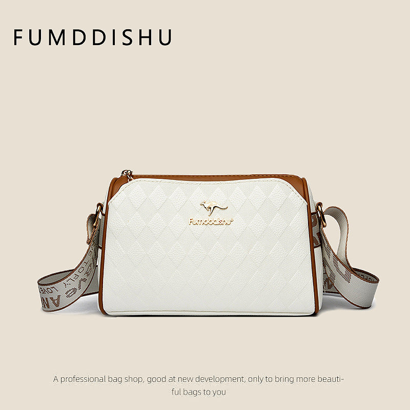 Sac à bandoulière tendance à 3 couches avec motif diamant et grande capacité