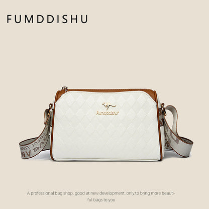 Sac à bandoulière tendance à 3 couches avec motif diamant et grande capacité