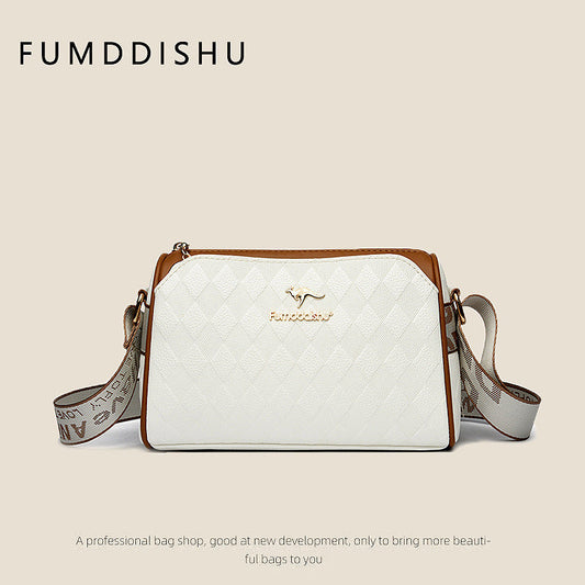 Sac à bandoulière tendance à 3 couches avec motif diamant et grande capacité