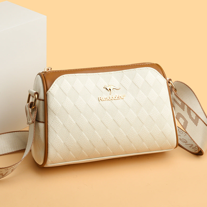 Sac à bandoulière tendance à 3 couches avec motif diamant et grande capacité