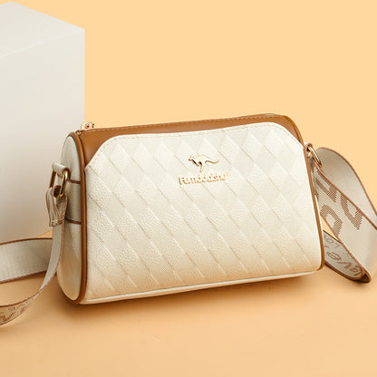 Sac à bandoulière tendance à 3 couches avec motif diamant et grande capacité